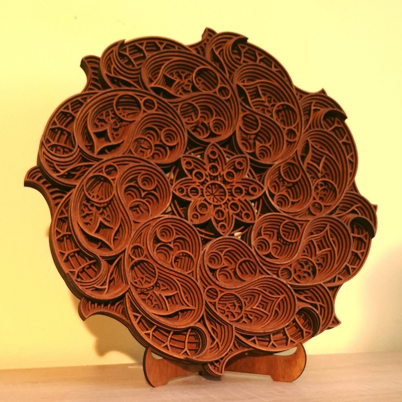 Mandala Flow — Layered Laser-Cut Wood Wall Art